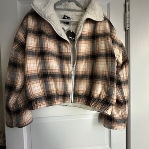 Plaid Zip-Up Fleece Jacket